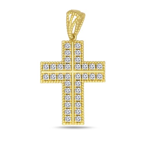 Zwartevalk | Juwelier Zwartevalk 14 karaat gouden kruis hanger met zirkonia - 14.295/20x15 | Nu te koop bij 14Karaats.nl | 10001091-Pendants