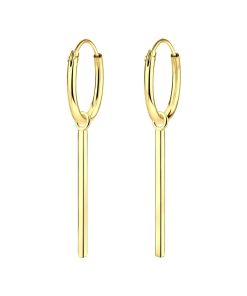 JYC | Joy|S - Zilveren Bar/ Staaf 1 x 15 mm oorbellen - oorringen - gold plated | Nu te koop bij 14Karaats.nl | 10001087-Earrings/Body-piercing Jewellery