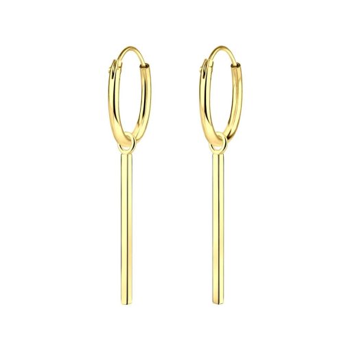 JYC | Joy|S - Zilveren Bar/ Staaf 1 x 15 mm oorbellen - oorringen - gold plated | Nu te koop bij 14Karaats.nl | 10001087-Earrings/Body-piercing Jewellery