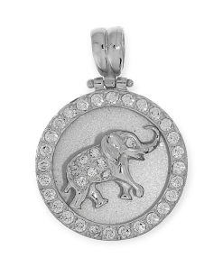 Star juwelier | Gouden Hanger Olifant Zirkonia Witgoud 14 karaats | Nu te koop bij 14Karaats.nl | 10001091-Pendants