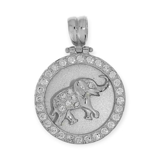 Star juwelier | Gouden Hanger Olifant Zirkonia Witgoud 14 karaats | Nu te koop bij 14Karaats.nl | 10001091-Pendants