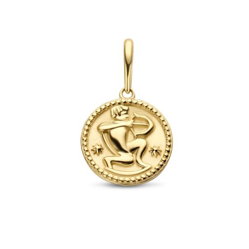 New Bling | New Bling 9NBG-0279 Gouden Sterrenbeeld - Boogschutter - 10 mm Doorsnee - 14 Karaat - Goud | Nu te koop bij 14Karaats.nl | 10001091-Pendants