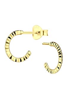 JYC | Joy|S - Zilveren oorringen stud - 10 mm - diamond cut straight t80 - gold plated | Nu te koop bij 14Karaats.nl | 10001087-Earrings/Body-piercing Jewellery