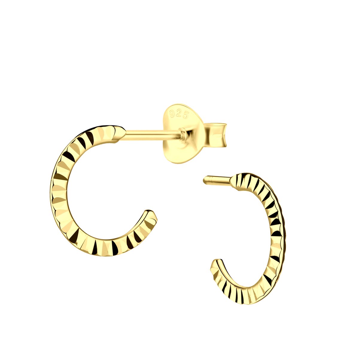 JYC | Joy|S - Zilveren oorringen stud - 10 mm - diamond cut straight t80 - gold plated | Koop bij 14Karaats.nl JYC | Joy|S - Zilveren oorringen stud - 10 mm - diamond cut straight t80 - gold plated | Nu te koop bij 14Karaats.nl | 10001087-Earrings/Body-piercing Jewellery