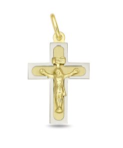 Zwartevalk | Juwelier Zwartevalk 14 karaat gouden bicolor kruis hanger - 14.283 | Nu te koop bij 14Karaats.nl | 10001091-Pendants