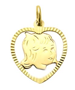 Zwartevalk | Juwelier Zwartevalk 14 karaat gouden meisjes kinderkopje hanger - 14.198/14K | Nu te koop bij 14Karaats.nl | 10001091-Pendants