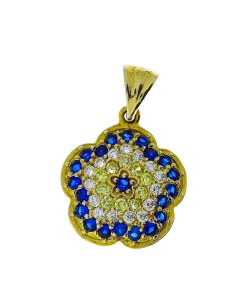 Star juwelier | Gouden Boze Oog Hanger | Zirkonia | Bloem | 14 karaats | Nu te koop bij 14Karaats.nl | 10001091-Pendants