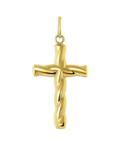 Lucardi | Lucardi Dames 14 Karaat geelgouden hanger kruis met kristal - Hanger - 14 Karaat Goud - Geelgoud | Nu te koop bij 14Karaats.nl | 10001091-Pendants