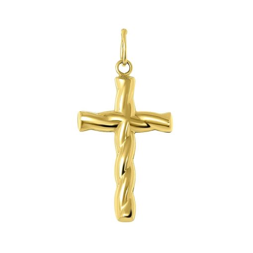 Lucardi | Lucardi Dames 14 Karaat geelgouden hanger kruis met kristal - Hanger - 14 Karaat Goud - Geelgoud | Nu te koop bij 14Karaats.nl | 10001091-Pendants