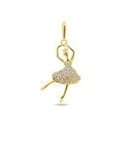 Silventi | Silventi 9NBSAM-G230383 Gouden Hangertje Ballerina - 14 Karaat Bedeltje - Ballerina 20