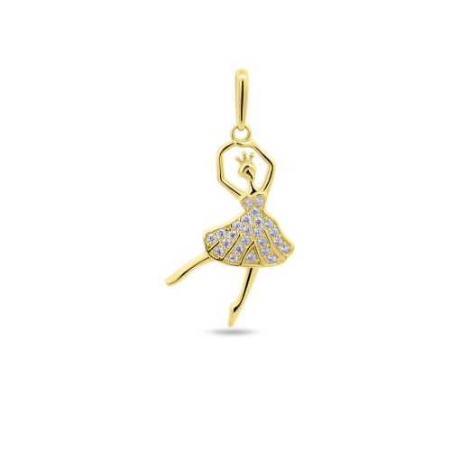 Silventi | Silventi 9NBSAM-G230383 Gouden Hangertje Ballerina - 14 Karaat Bedeltje - Ballerina 20