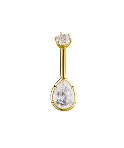 Piercings works | 18 Karaat Goud Navelpiercing - Premium Zirconia Teardrop | Nu te koop bij 14Karaats.nl | 10001087-Earrings/Body-piercing Jewellery