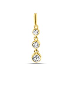 Silventi | Silventi 9NBSAM-G230308 Gouden Hangertje met Zirkonia - 3 Steentjes - 3+3