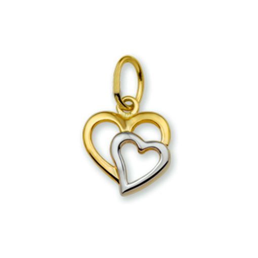 Kasius | 40.18476 Hanger dubbel hart Goud/Witgoud | Nu te koop bij 14Karaats.nl | 10001091-Pendants