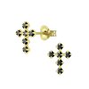 JYC | Joy|S - Zilveren kruis oorbellen - 7 x 10 mm - zwart kristal - gold plated | Nu te koop bij 14Karaats.nl | 10001087-Earrings/Body-piercing Jewellery