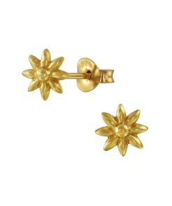 JYC | Joy|S - Zilveren bloem oorbellen 6 mm - gold plated | Nu te koop bij 14Karaats.nl | 10001087-Earrings/Body-piercing Jewellery