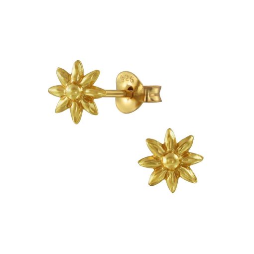 JYC | Joy|S - Zilveren bloem oorbellen 6 mm - gold plated | Nu te koop bij 14Karaats.nl | 10001087-Earrings/Body-piercing Jewellery