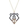 Hôbe | HÔBE | Oso Hanger | 14 Karaat Goud Verguld Messing| Zwart Celluloseacetaat | Lengte: 4cm | Breedte: 3.5 cm | 100% Nikkelvrij | Handgemaakt | Zonder Ketting | Nu te koop bij 14Karaats.nl | 10001091-Pendants