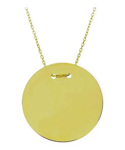 Star juwelier | Gouden Ketting met Graveerplaat Rond 24 mm 14 karaats | Nu te koop bij 14Karaats.nl | 10001091-Pendants