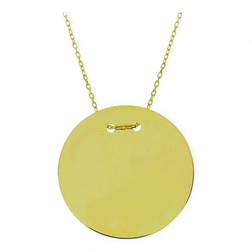 Star juwelier | Gouden Ketting met Graveerplaat Rond 24 mm 14 karaats | Nu te koop bij 14Karaats.nl | 10001091-Pendants