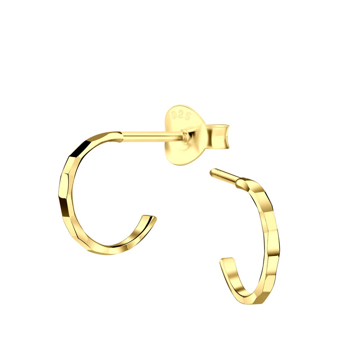 JYC | Joy|S - Zilveren oorringen stud - 10 mm - diamond cut t70 - gold plated | Koop bij 14Karaats.nl JYC | Joy|S - Zilveren oorringen stud - 10 mm - diamond cut t70 - gold plated | Nu te koop bij 14Karaats.nl | 10001087-Earrings/Body-piercing Jewellery