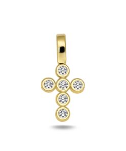 Zwartevalk | Juwelier Zwartevalk 14 karaat gouden kruis hanger met zirkonia - 14.093 | Nu te koop bij 14Karaats.nl | 10001091-Pendants