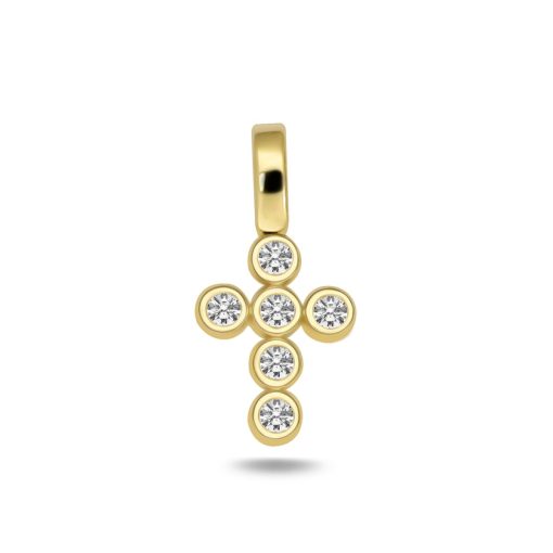 Zwartevalk | Juwelier Zwartevalk 14 karaat gouden kruis hanger met zirkonia - 14.093 | Nu te koop bij 14Karaats.nl | 10001091-Pendants