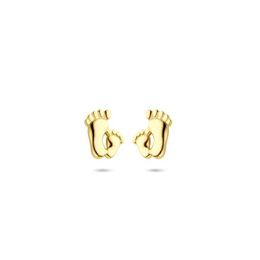 LEV Sieraden | oorknoppen voeten 7 mm 14 karaat Geelgouden oorknoppen uitgevoerd in de vorm van voeten. | Nu te koop bij 14Karaats.nl | 10001087-Earrings/Body-piercing Jewellery
