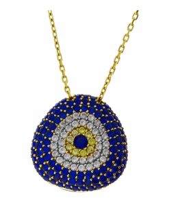 Star juwelier | Gouden Ketting Boze Oog Hanger Zirkonia 14 karaats | Nu te koop bij 14Karaats.nl | 10001091-Pendants