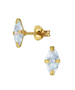 JYC | Joy|S - Zilveren marquise oorbellen - zirkonia - gold plated | Nu te koop bij 14Karaats.nl | 10001087-Earrings/Body-piercing Jewellery