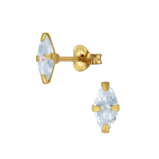 JYC | Joy|S - Zilveren marquise oorbellen - zirkonia - gold plated | Nu te koop bij 14Karaats.nl | 10001087-Earrings/Body-piercing Jewellery