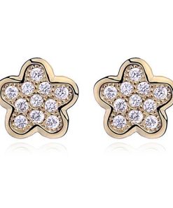 JYC | Joy|S - Zilveren Daisy bloem oorbellen 7 mm - zirkonia - gold plated | Nu te koop bij 14Karaats.nl | 10001087-Earrings/Body-piercing Jewellery
