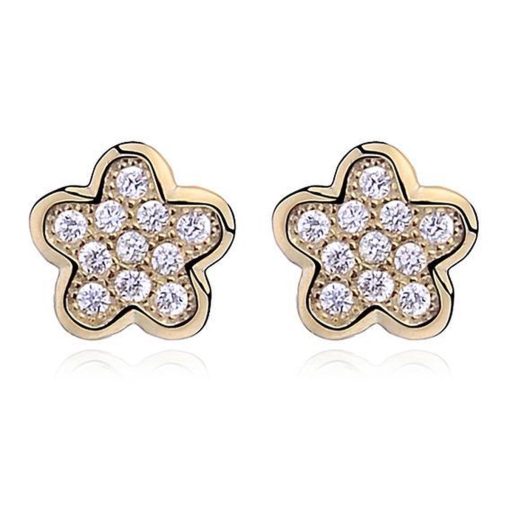 JYC | Joy|S - Zilveren Daisy bloem oorbellen 7 mm - zirkonia - gold plated | Nu te koop bij 14Karaats.nl | 10001087-Earrings/Body-piercing Jewellery