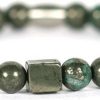 IBIZA MEN MENS JEWELLERY | IbizaMen - Goud pyrite blok  green pyrite 21cm | Nu te koop bij 14Karaats.nl | Armbanden