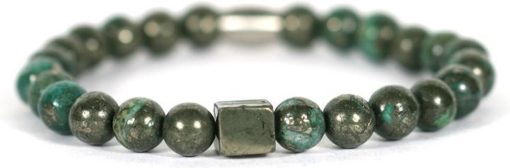 IBIZA MEN MENS JEWELLERY | IbizaMen - Goud pyrite blok  green pyrite 21cm | Nu te koop bij 14Karaats.nl | Armbanden