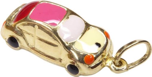 Christian | Geel gouden emaille auto hanger | Nu te koop bij 14Karaats.nl | 10001091-Pendants
