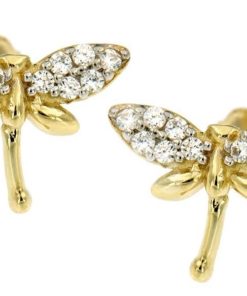 Hetty'S | 14 karaat gouden libelle oorstekers met Zirconia's | Nu te koop bij 14Karaats.nl | 10001087-Earrings/Body-piercing Jewellery