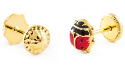 La Rosa Princesa | La Rosa Princesa Lieveheersbeestje Oorbellen Goud 18 Karaat - Schroefsluiting - Meisje | Nu te koop bij 14Karaats.nl | 10001087-Earrings/Body-piercing Jewellery