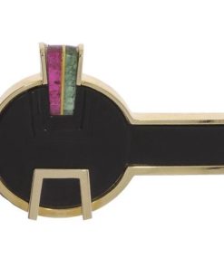 Verlinden Juwelier | Broche - Exclusieve Gouden Broche - Handwerk - 14 karaat - 15 gr goud -Onix tourmalijn Verlinden juwelier | Nu te koop bij 14Karaats.nl | 10001085-Brooches
