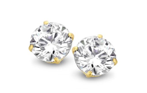 Velini Jewels | Velini Jewels -GEA2204-Oobellen-9 karat goud-7MM Cubic Zirkonia | Nu te koop bij 14Karaats.nl | 10001087-Earrings/Body-piercing Jewellery