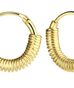 JYC | Joy|S - Zilveren Bali oorringen - 11 mm/ 2 mm - gold plated | Nu te koop bij 14Karaats.nl | 10001087-Earrings/Body-piercing Jewellery