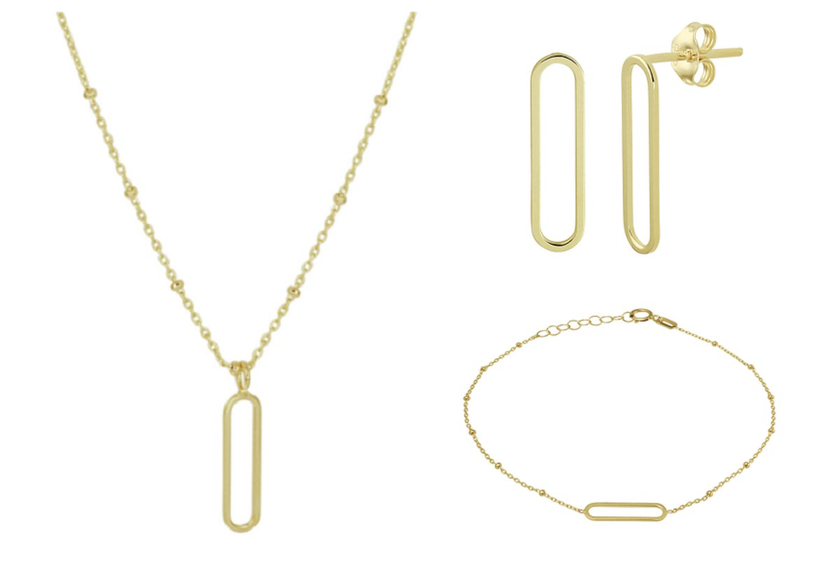 Jonline | Schitterende SET : 14 Karaat Gouden Halsketting Armband en Oorstekers | Geschenkset |Bruidssieraden | Koop bij 14Karaats.nl Jonline | Schitterende SET : 14 Karaat Gouden Halsketting Armband en Oorstekers | Geschenkset |Bruidssieraden | Nu te koop bij 14Karaats.nl | 10001388-Jewellery Variety Packs