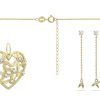 Jonline | Schitterende SET : 14 Karaat Gouden Halsketting en Oorbellen Hart Bloemen en Zirkonia's |Sieradenset | Nu te koop bij 14Karaats.nl | 10001388-Jewellery Variety Packs