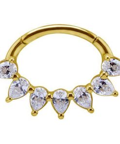 Piercings works | 18 Karaat Goud Septum Daith Ring - Swarovski Zirconia | Nu te koop bij 14Karaats.nl | 10001087-Earrings/Body-piercing Jewellery