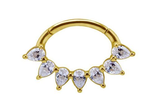 Piercings works | 18 Karaat Goud Septum Daith Ring - Swarovski Zirconia | Nu te koop bij 14Karaats.nl | 10001087-Earrings/Body-piercing Jewellery