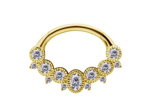 Piercings works | 18 Karaat Goud  Septum Daith Ring - Swarovski Zirconia | Nu te koop bij 14Karaats.nl | 10001087-Earrings/Body-piercing Jewellery