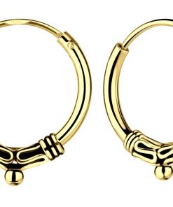 JYC | Joy|S - Zilveren Bali oorringen 12 mm - gold plated - t61 | Nu te koop bij 14Karaats.nl | 10001087-Earrings/Body-piercing Jewellery