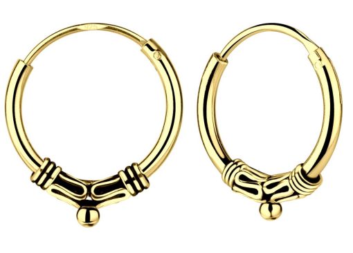 JYC | Joy|S - Zilveren Bali oorringen 12 mm - gold plated - t61 | Nu te koop bij 14Karaats.nl | 10001087-Earrings/Body-piercing Jewellery
