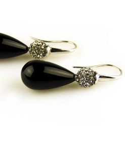 Sophie | oorringen in wit goud gezet met onyx druppel | Nu te koop bij 14Karaats.nl | 10001087-Earrings/Body-piercing Jewellery