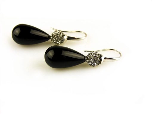 Sophie | oorringen in wit goud gezet met onyx druppel | Nu te koop bij 14Karaats.nl | 10001087-Earrings/Body-piercing Jewellery